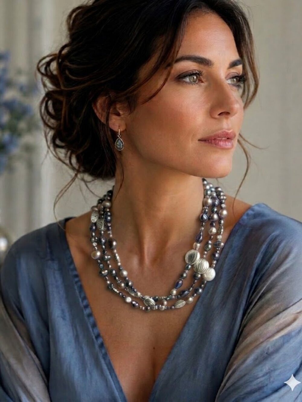 Peacock Grey freshwater pearl necklace 🆕